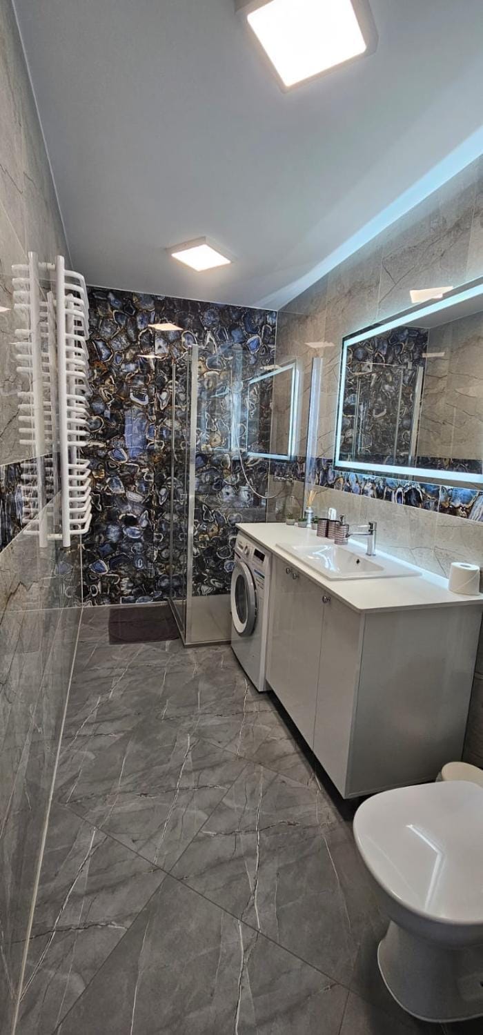 Bathroom, washing machine, dryer