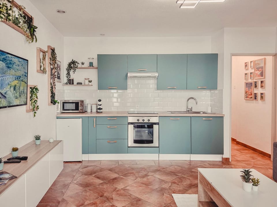 Coffee/tea facilities, oven, stove, kitchen