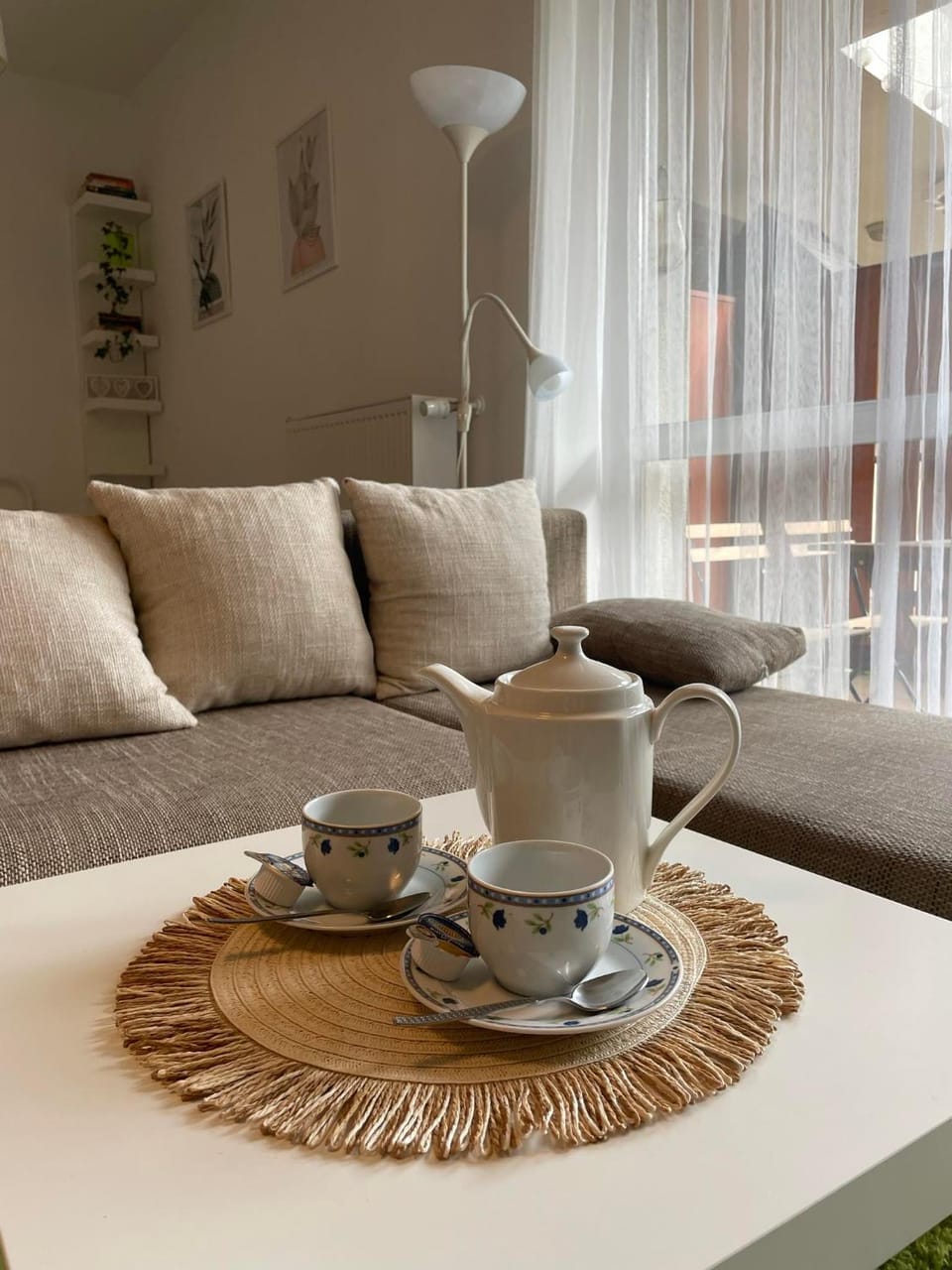 Property building, Living room, Seating area, Garden view
