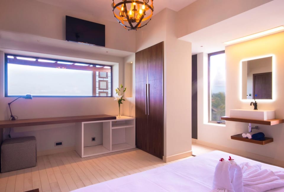 Bed, TV and multimedia, Bedroom, towels, wardrobe