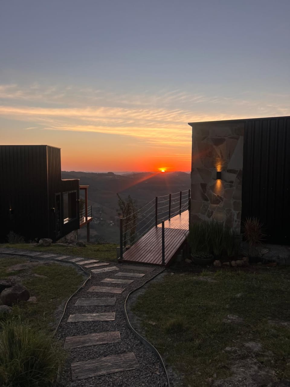 Property building, Natural landscape, Mountain view, Sunset