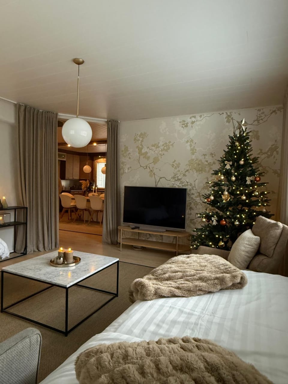 Bed, TV and multimedia, Living room, Seating area