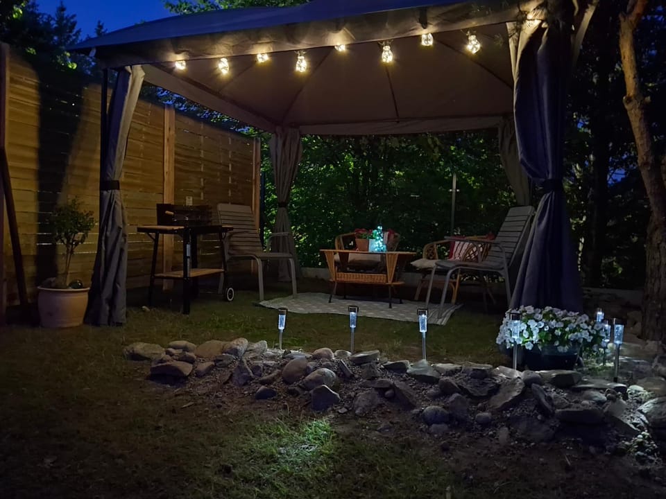 Patio, Night, Garden, Garden view