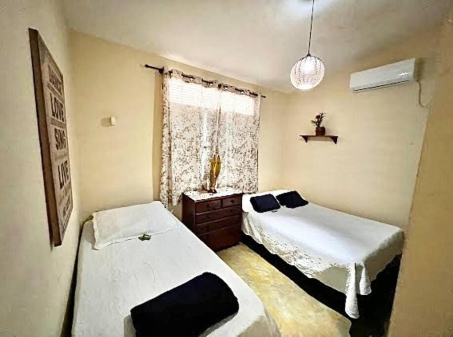Bed, Bedroom, towels, air conditioner