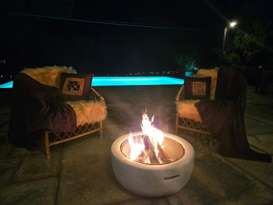 Night, Pool view, Swimming pool