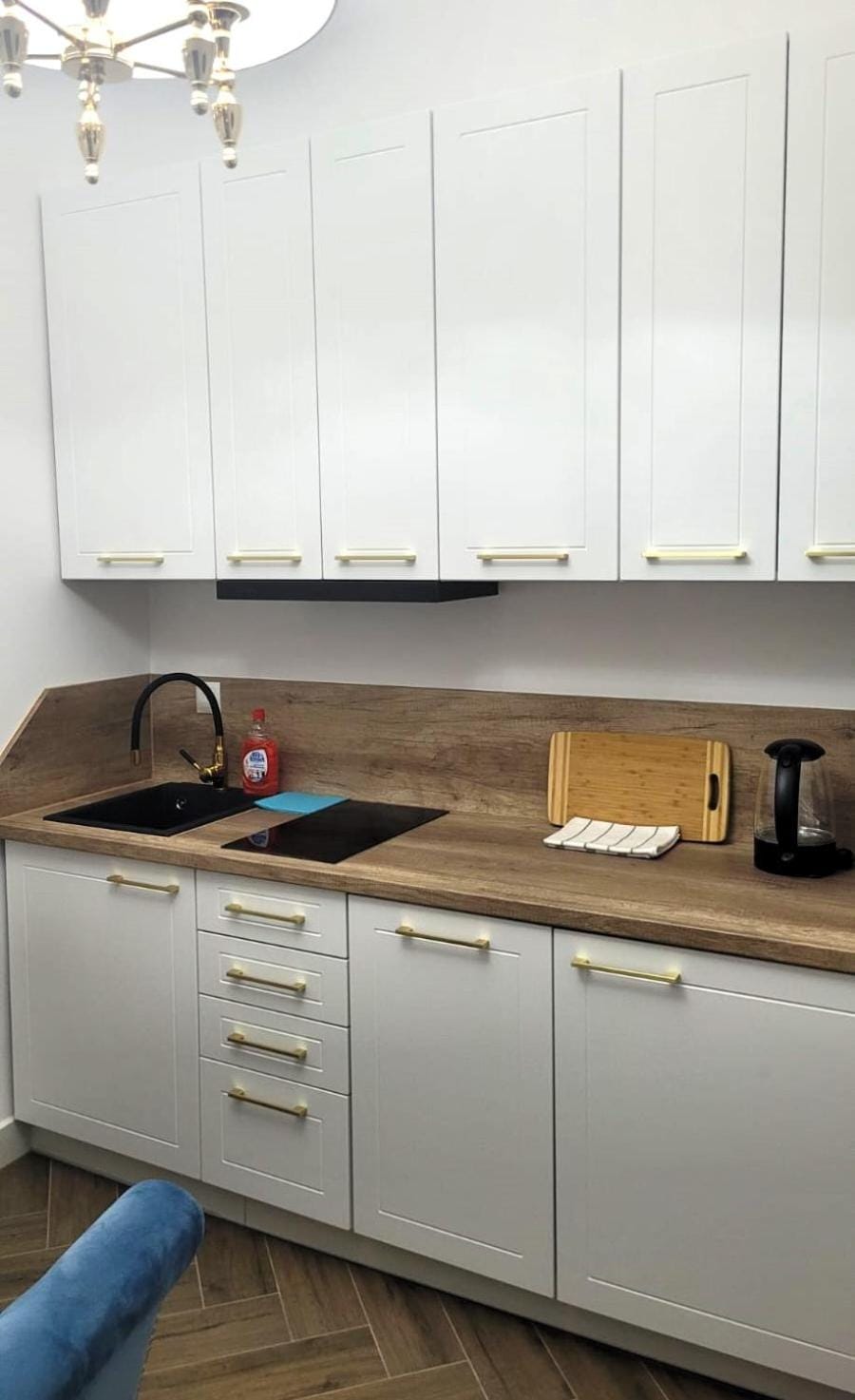 Kitchen or kitchenette, stove