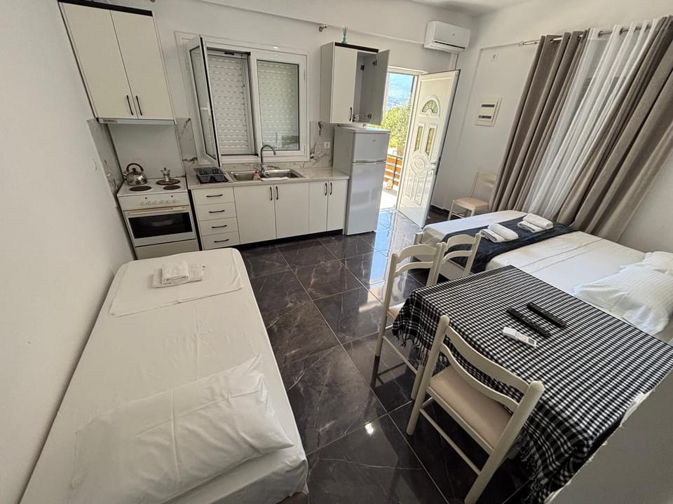 Kitchen or kitchenette, Photo of the whole room, oven, stove, air conditioner