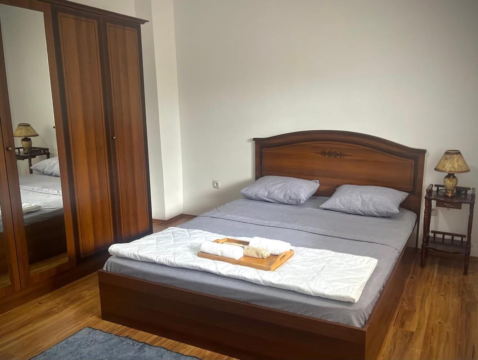 Bed, Photo of the whole room, Bedroom, towels, wardrobe