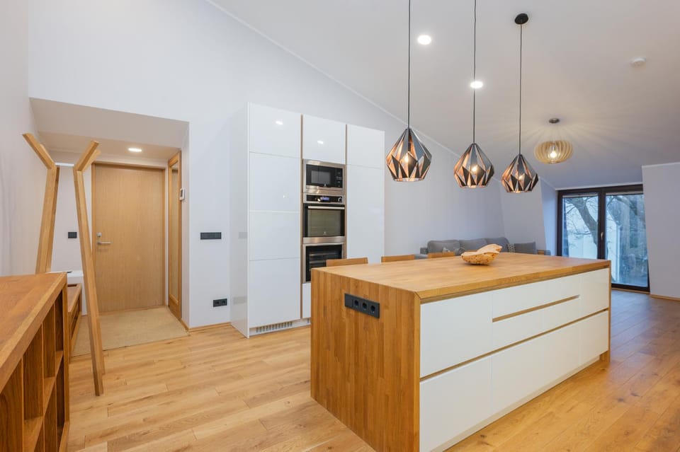 Kitchen or kitchenette, oven