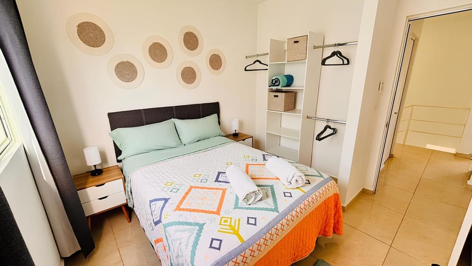Bed, Photo of the whole room, Bedroom, towels, wardrobe