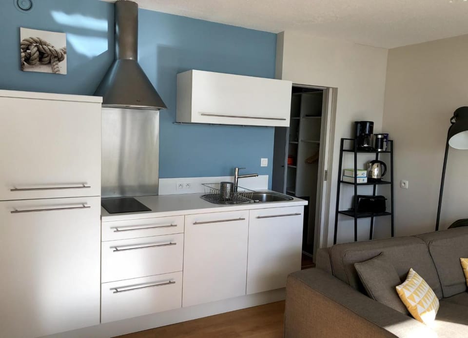Kitchen or kitchenette, dishwasher, stove