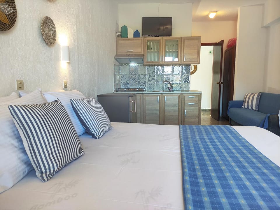 Bed, TV and multimedia, Kitchen or kitchenette, Bedroom
