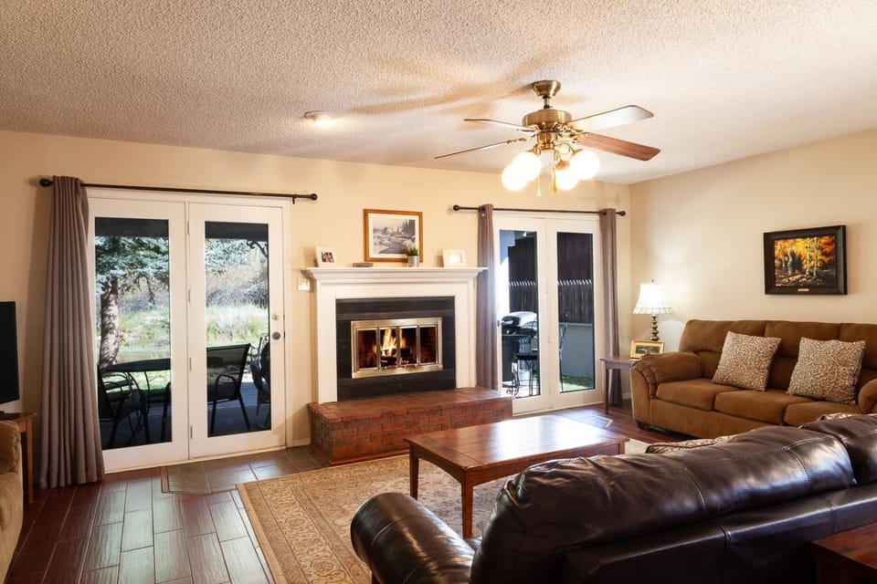 Day, Balcony/Terrace, Living room, fireplace, furniture