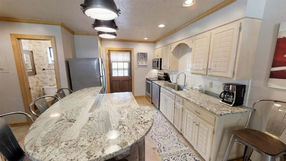 Kitchen or kitchenette, microwave, oven, stove, kitchen