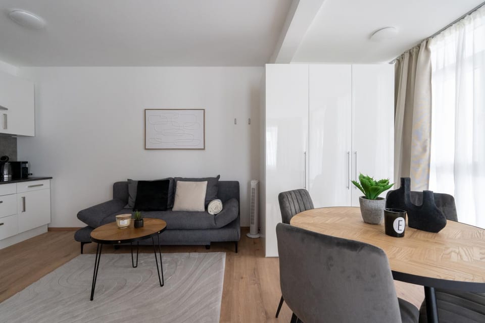 Kitchen or kitchenette, Living room, Seating area, Dining area