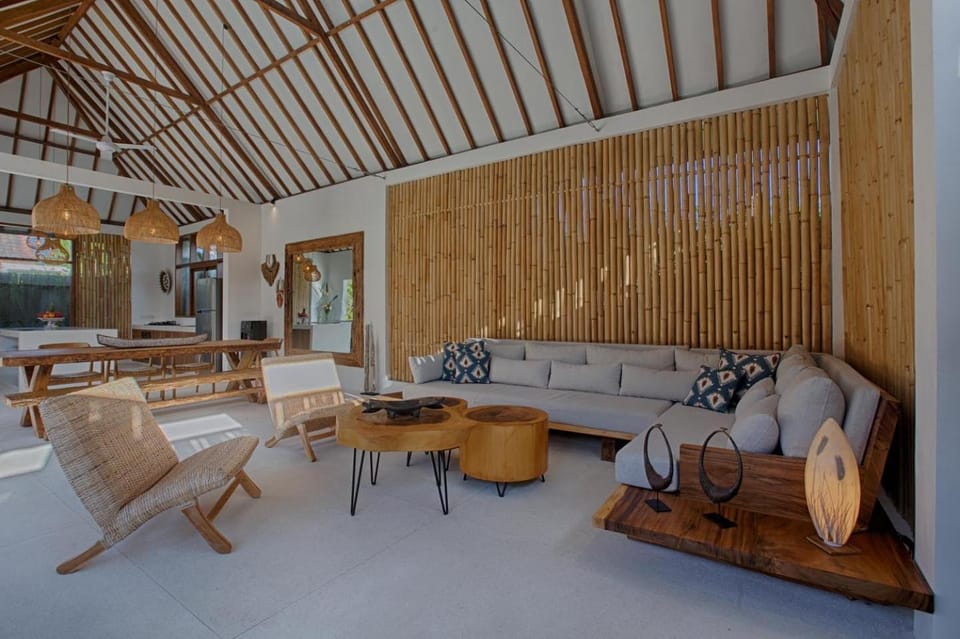 Living room, Seating area, Pool view