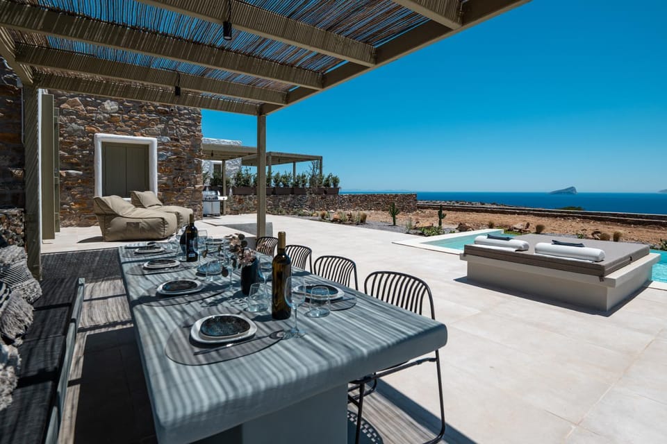 Patio, Day, View (from property/room), Seating area, Dining area, Pool view, Sea view, Swimming pool, sunbed