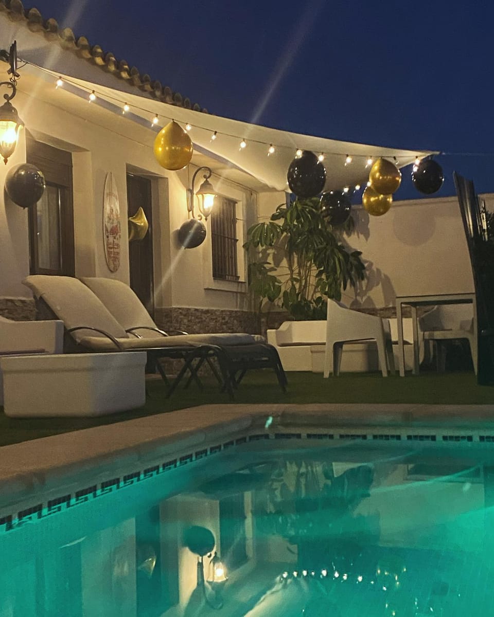 Property building, Night, Pool view