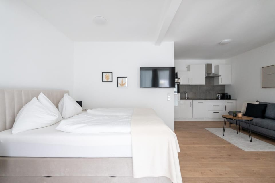 Bed, TV and multimedia, Kitchen or kitchenette, Photo of the whole room, Seating area, Bedroom, pet friendly, stove