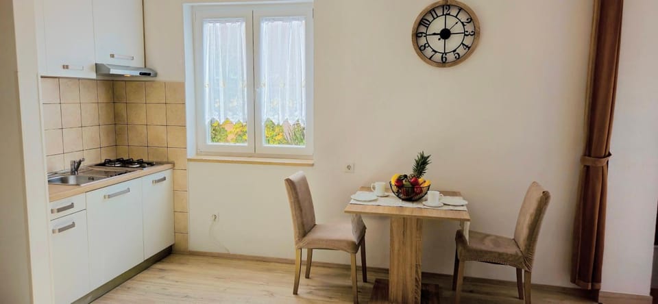 Kitchen or kitchenette, stove