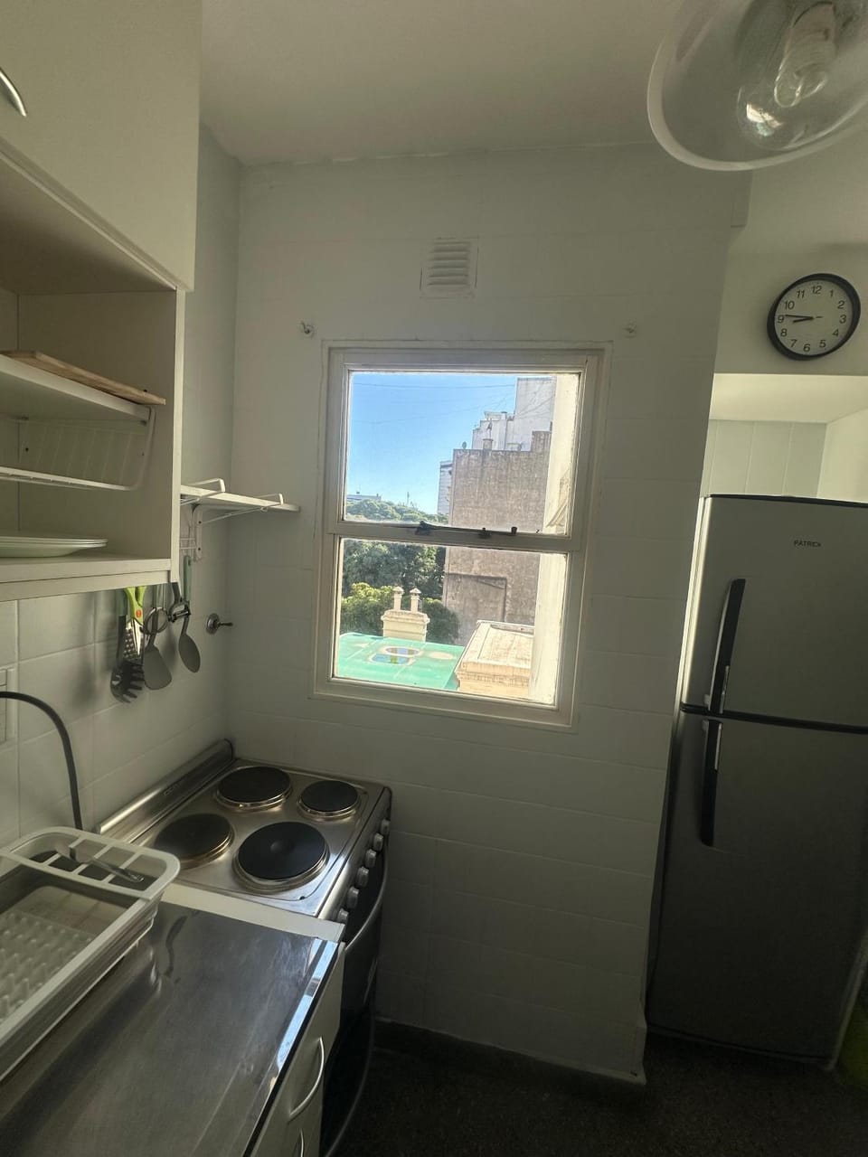 Kitchen or kitchenette, stove
