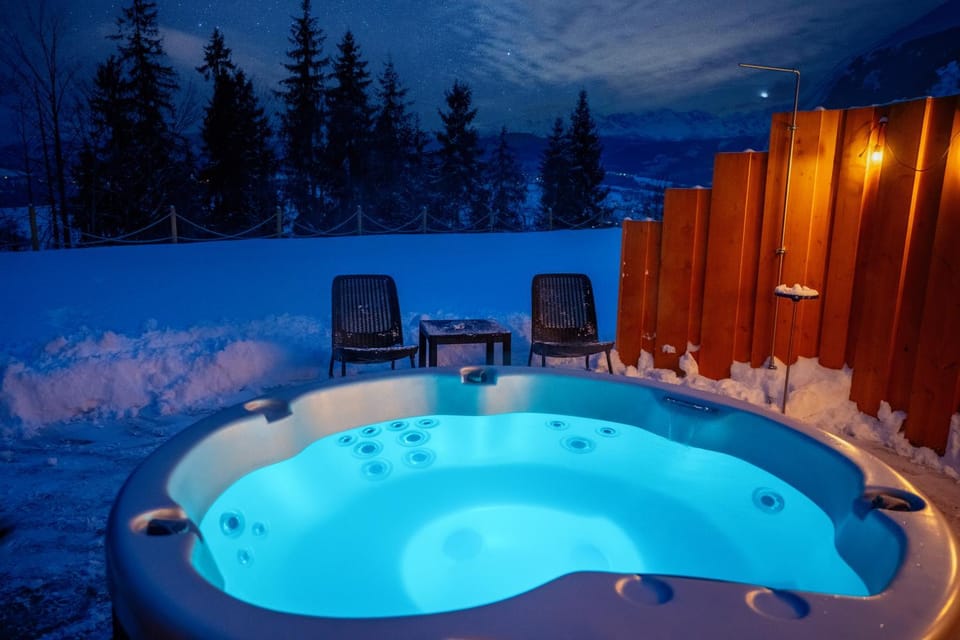 Night, Winter, Hot Tub