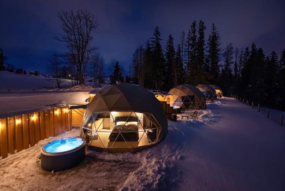 Night, Winter, Hot Tub