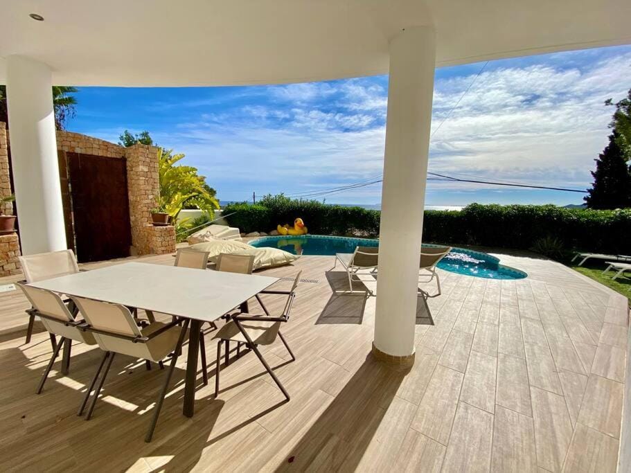 Patio, Day, Natural landscape, View (from property/room), Pool view, Swimming pool