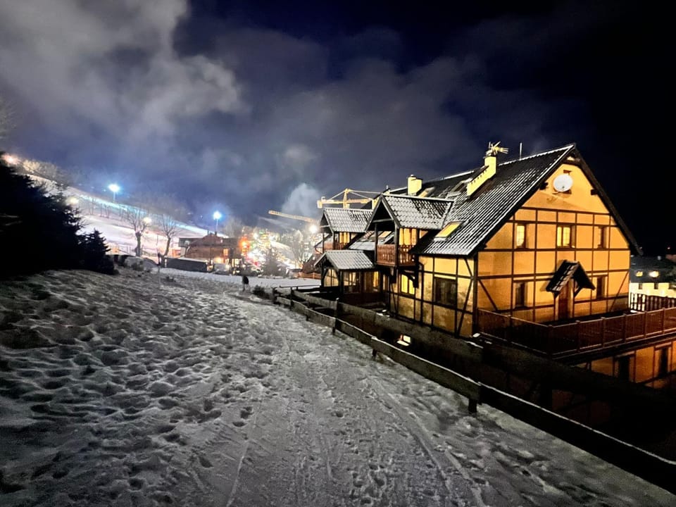 Property building, Night, Winter