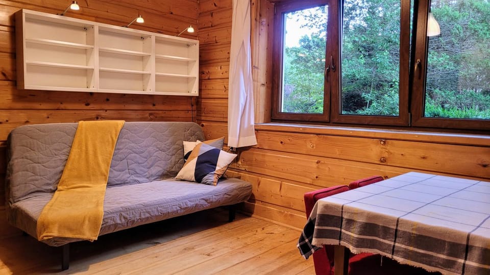Bed, Living room, Seating area