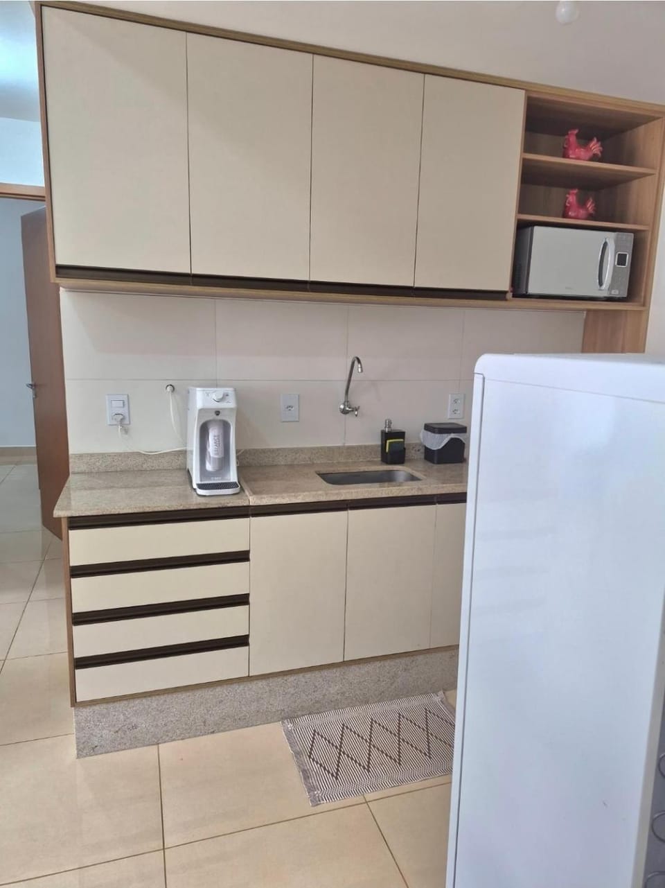 Kitchen or kitchenette, microwave
