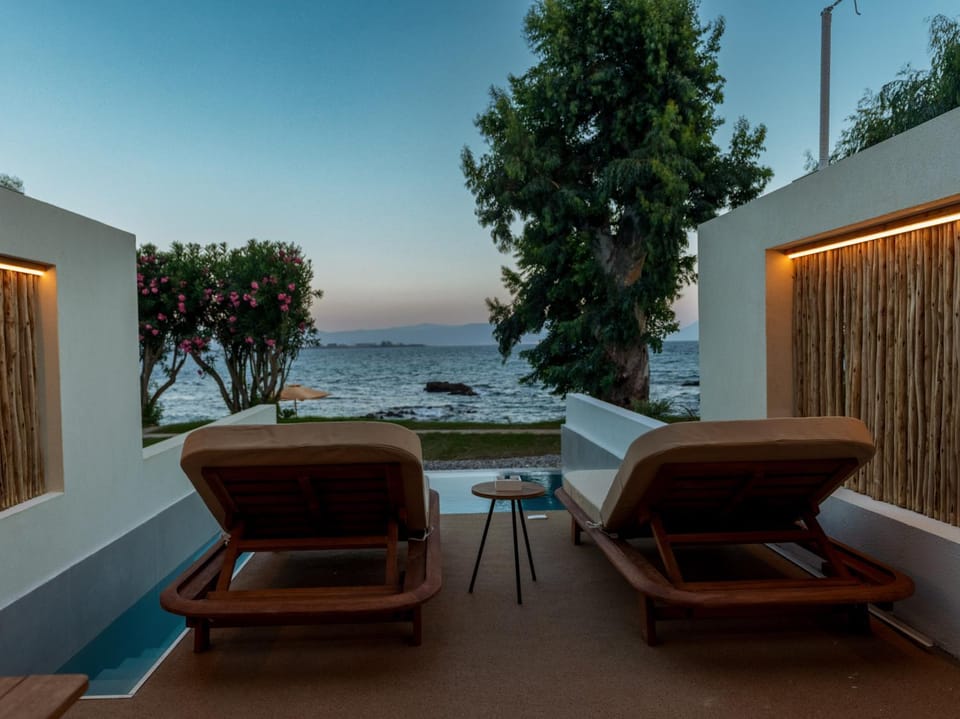 Patio, Natural landscape, Sea view, sunbed