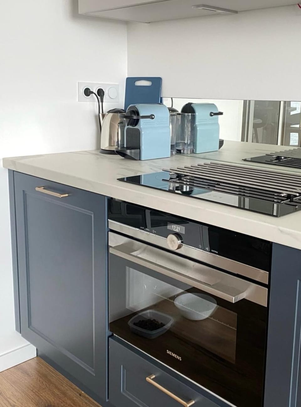 Kitchen or kitchenette, stove