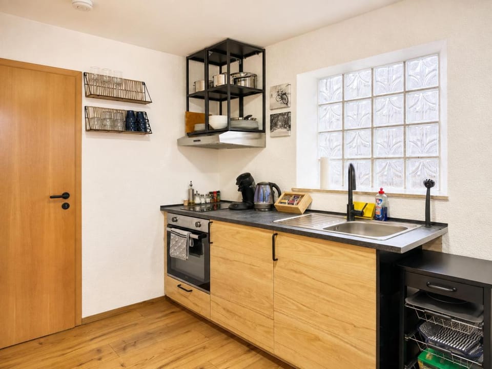 Kitchen or kitchenette, stove