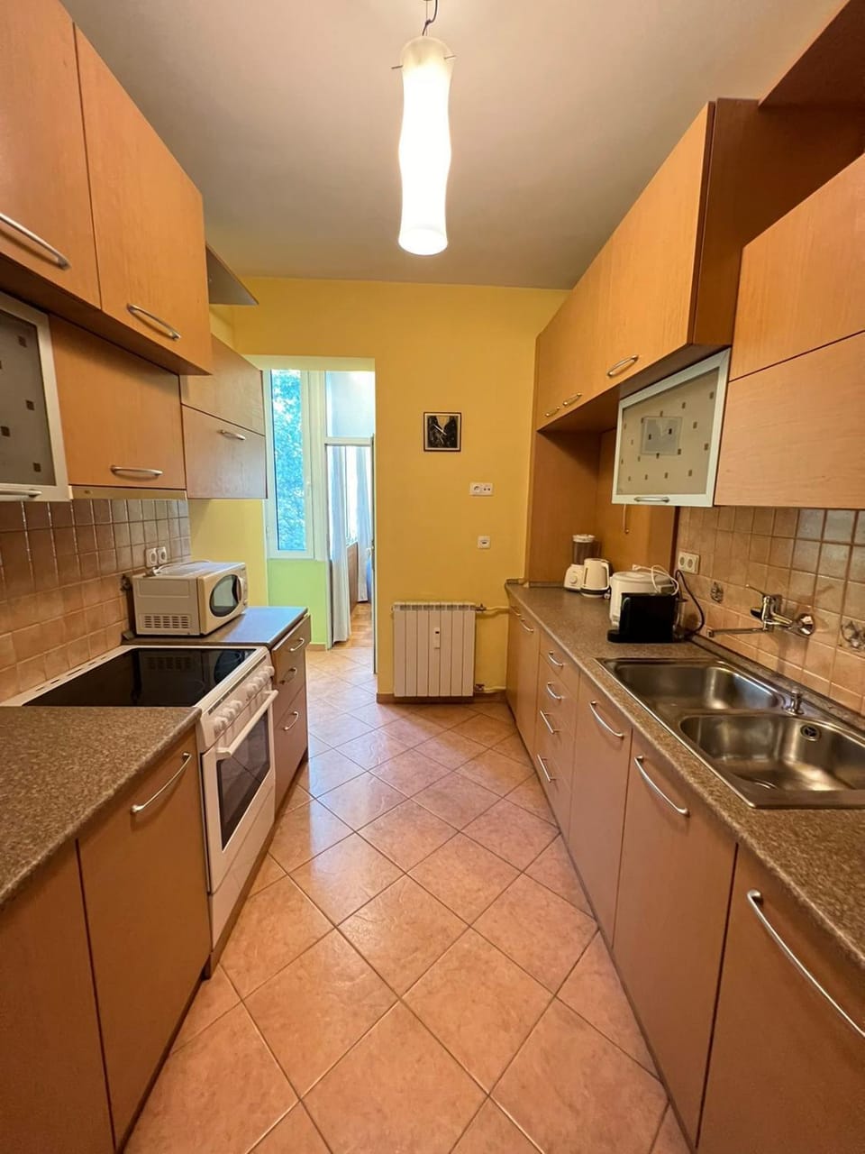 Kitchen or kitchenette, microwave, oven, stove, toaster