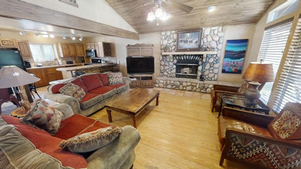 Day, TV and multimedia, Kitchen or kitchenette, Living room, fireplace, furniture