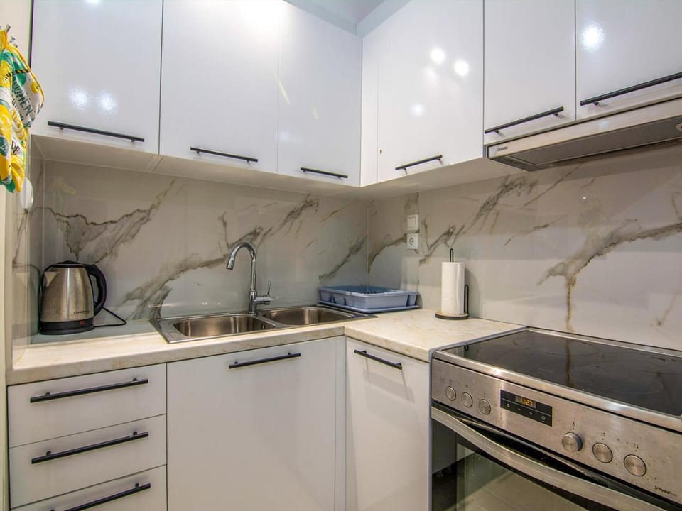 Kitchen or kitchenette, stove
