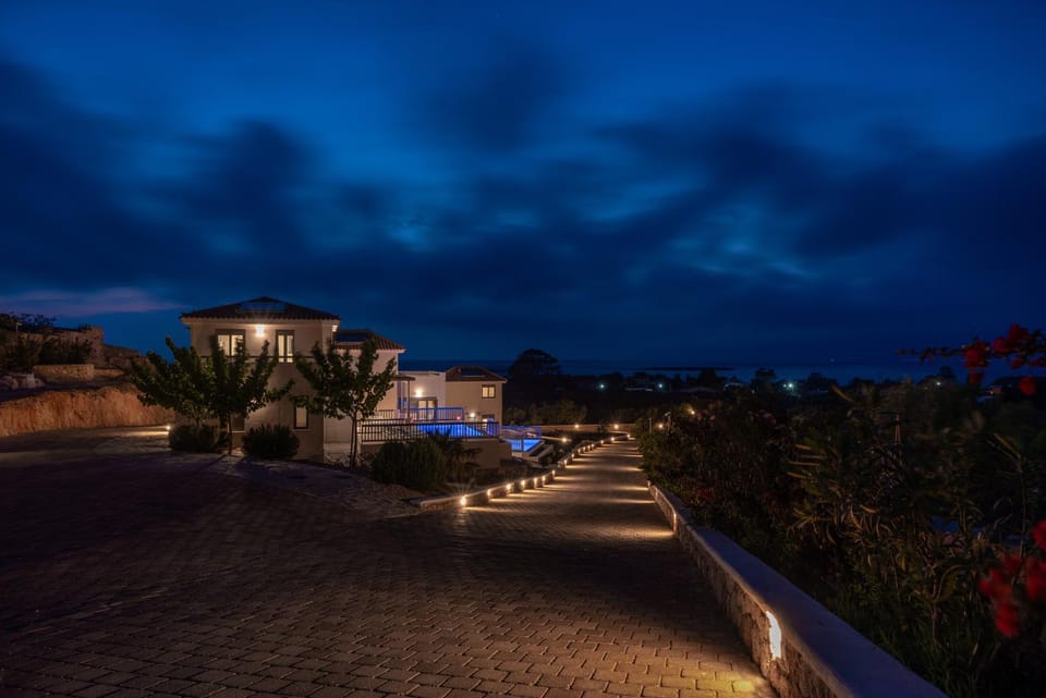 Property building, Night, Garden, Garden view