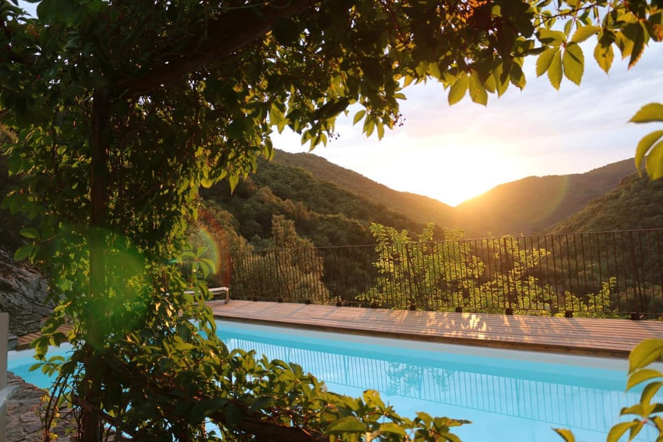 Mountain view, Pool view, Swimming pool, Sunrise, sunbed