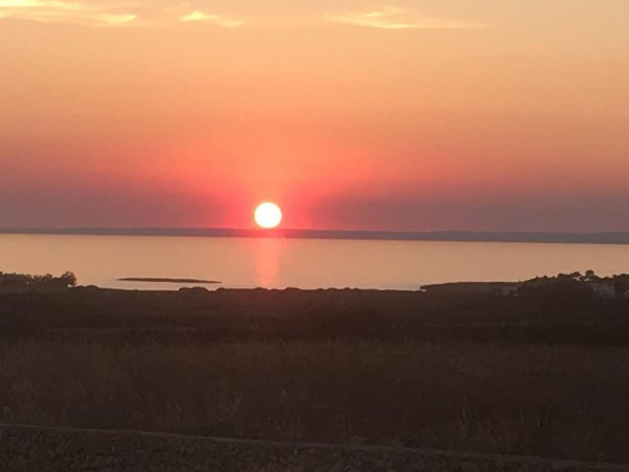 Natural landscape, Garden, Sea view, Sunset