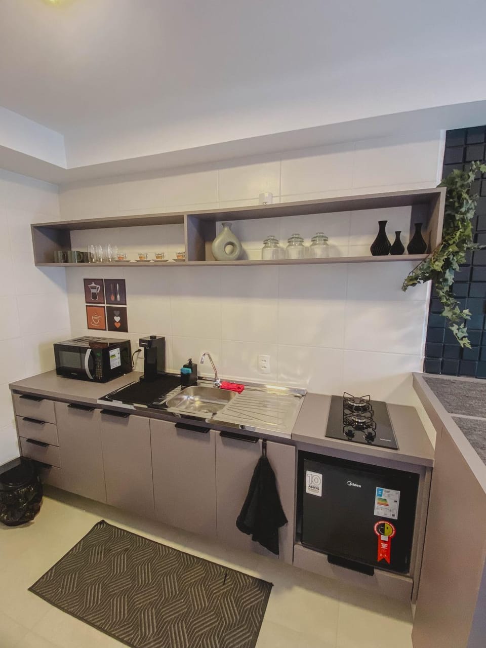 Kitchen or kitchenette, microwave, minibar, stove