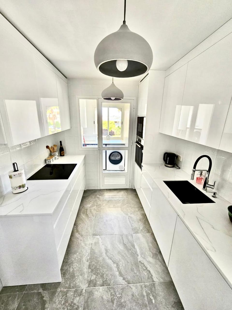 Kitchen or kitchenette, stove, toaster