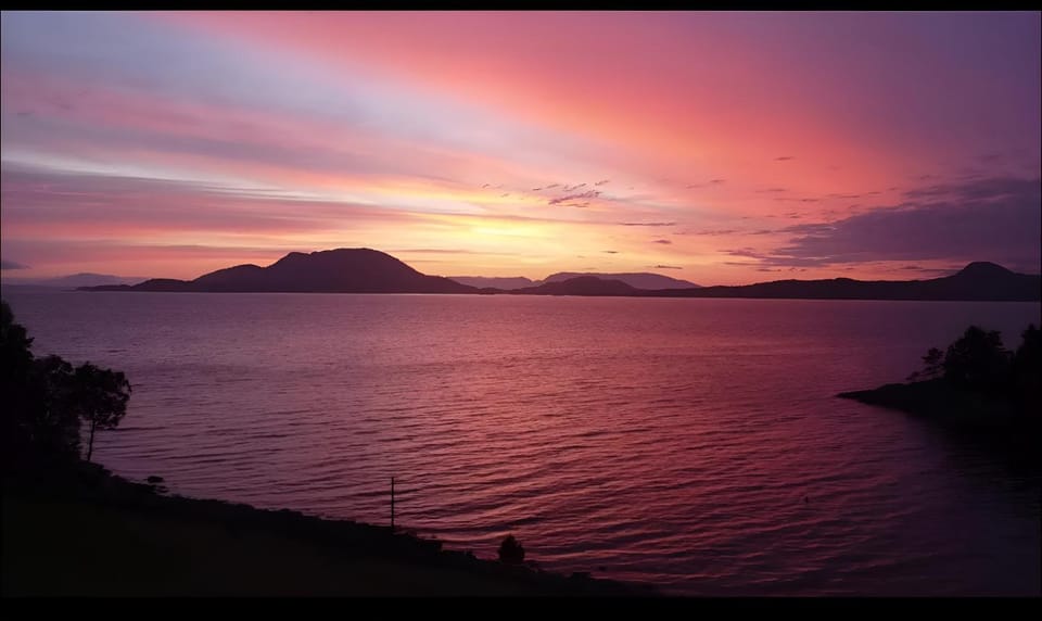 Natural landscape, Mountain view, Sea view, Sunset