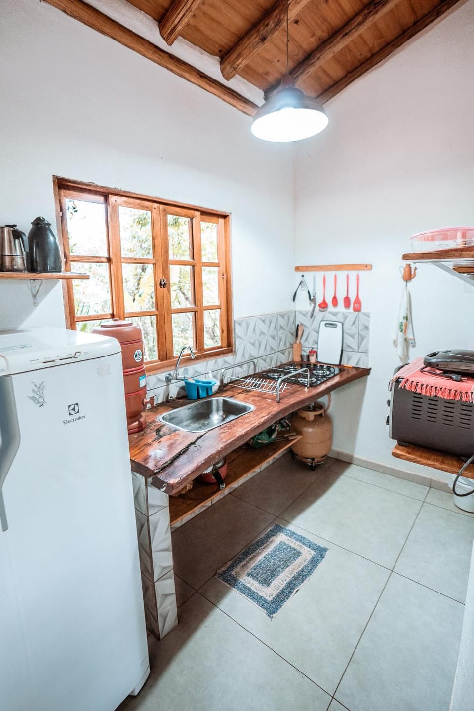 Kitchen or kitchenette, stove