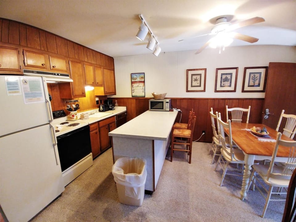 Kitchen or kitchenette, Dining area, microwave, stove, kitchen
