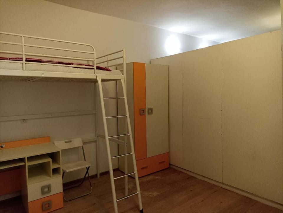 bunk bed, wardrobe