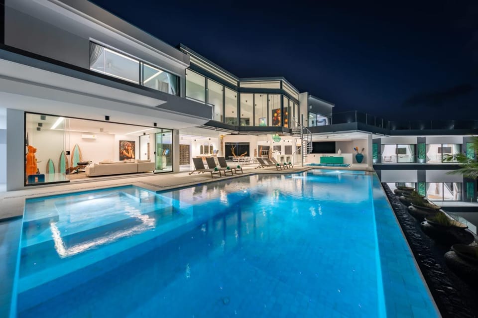 Property building, Night, Pool view, Swimming pool