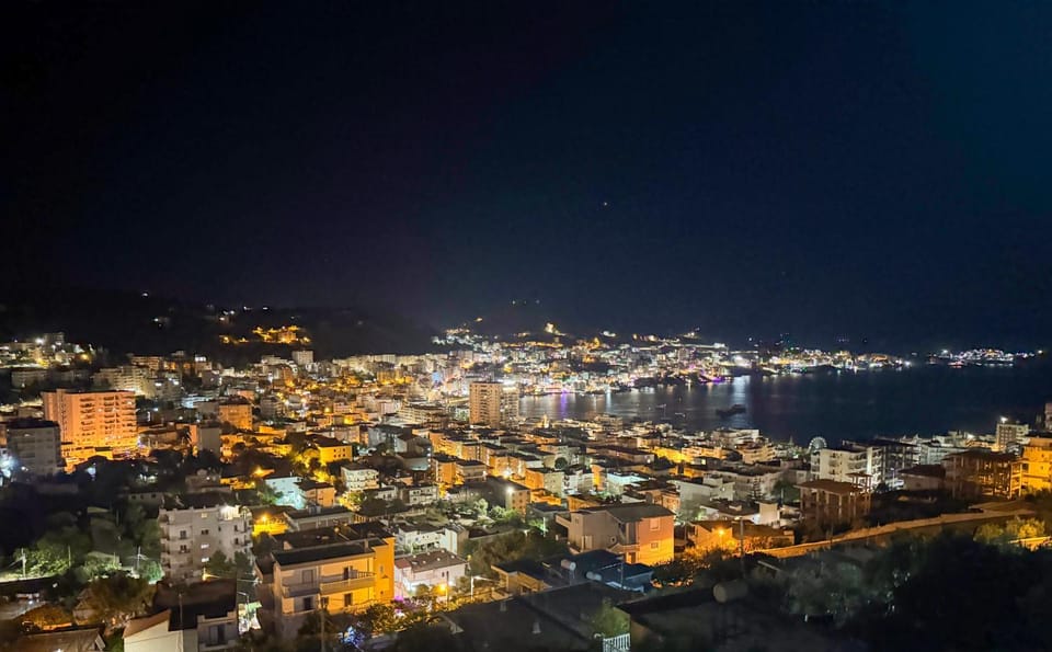 Night, Natural landscape, Bird's eye view, City view, Sea view