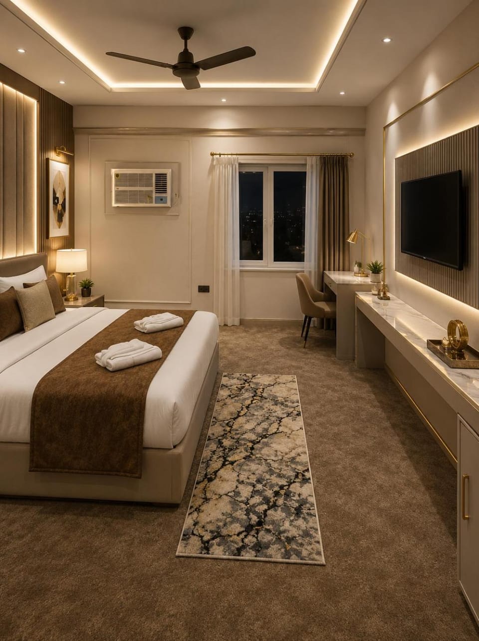 Bed, TV and multimedia, View (from property/room), Photo of the whole room, Bedroom, air conditioner