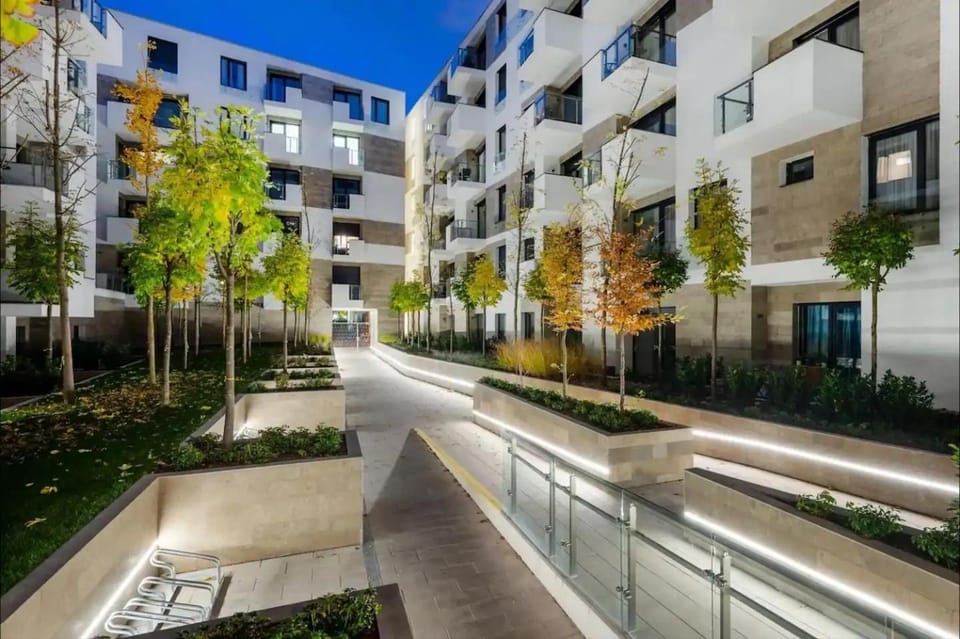 Property building, Night, Garden